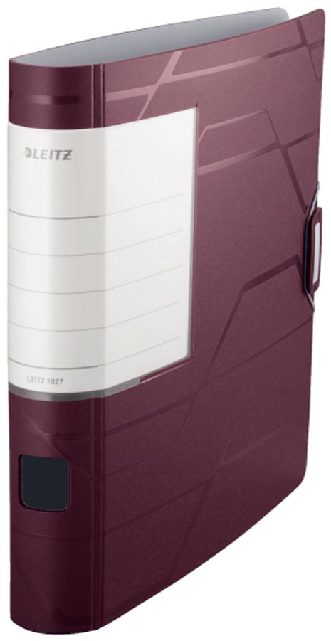 gbc registratore LEITZ 180� ACTIVE PRESTIGE MOGANO, formato 30x32cm, dorso 5cm, 3 tasca interne per ospitare documenti, CD, biglietti da visita, etichetta sostituibile, chiusura ad elastico..