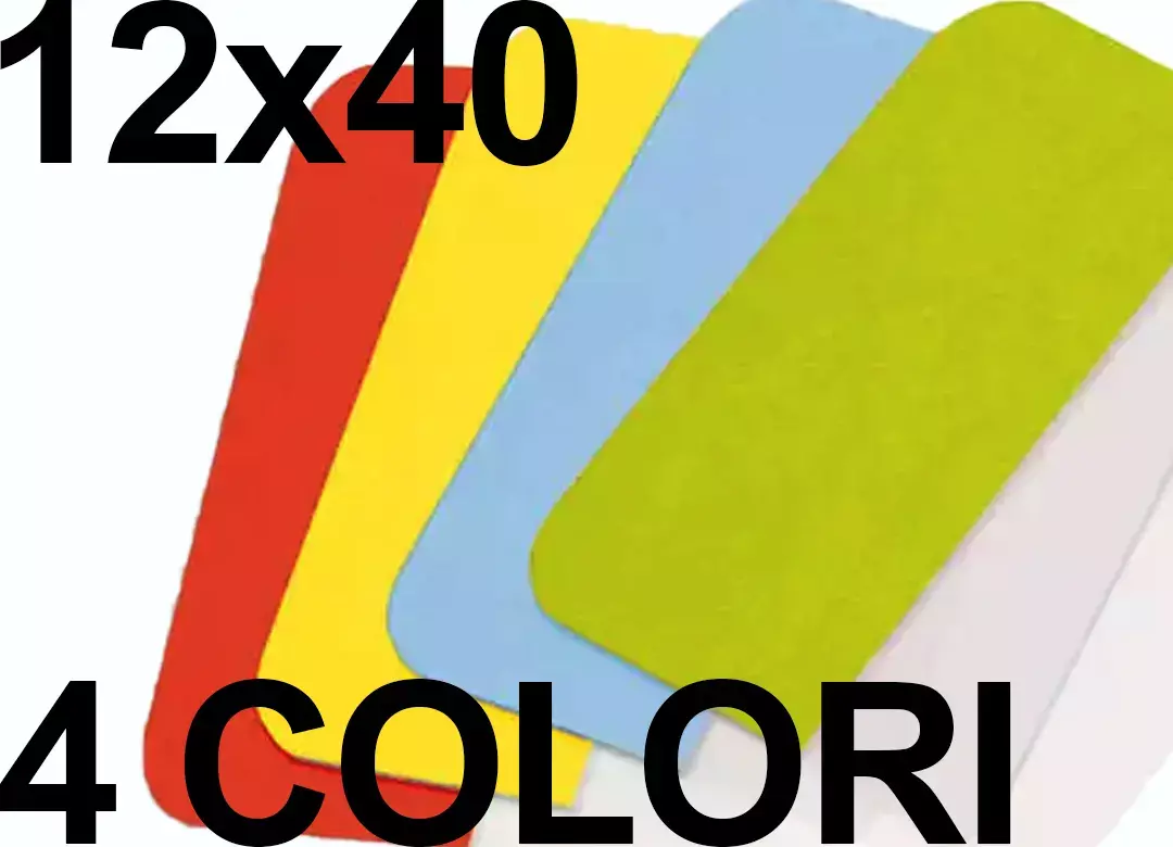 gbc Segnapagina 12x40mm, Riposizionabili, scrivibili, 4coloriASSORTITI Su blocchetto di 12 foglietti: 30gialli, 30rossi, 30verdi, 30azzurro. Prodotto originale Danese. MADE IN DENMARK..