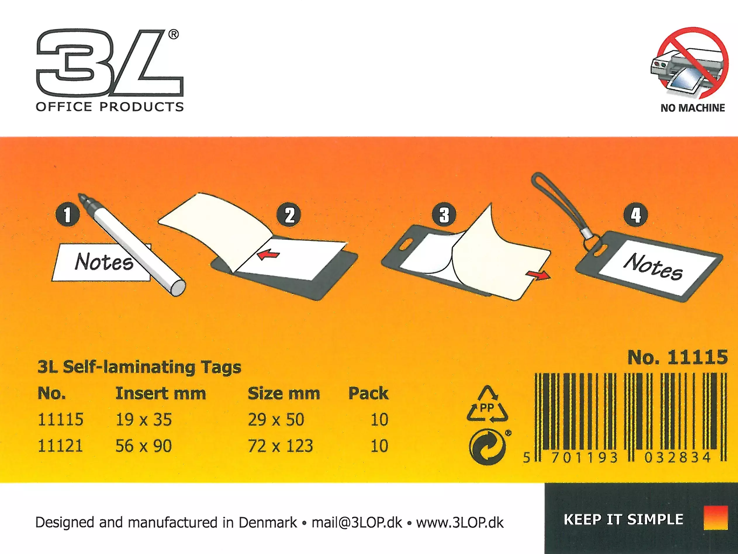 gbc Pouches plastificazione a freddo 50x29mm (29x50mm) ideali per cartoncini formato 35x19mm. Con asola e cinghiolo di fissaggio. Ideale per l'identificazione delle chiaviLuggage Tags 3L.