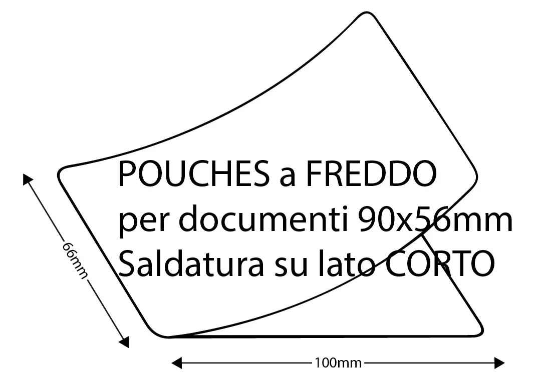 legatoria Pouches, bustina plastificante a freddo, 66x100mm per cartoncino 56x90mm. TRASPARENTE, in PET (polietilene) da 200 micron. ex 3el11155, 3el11158.