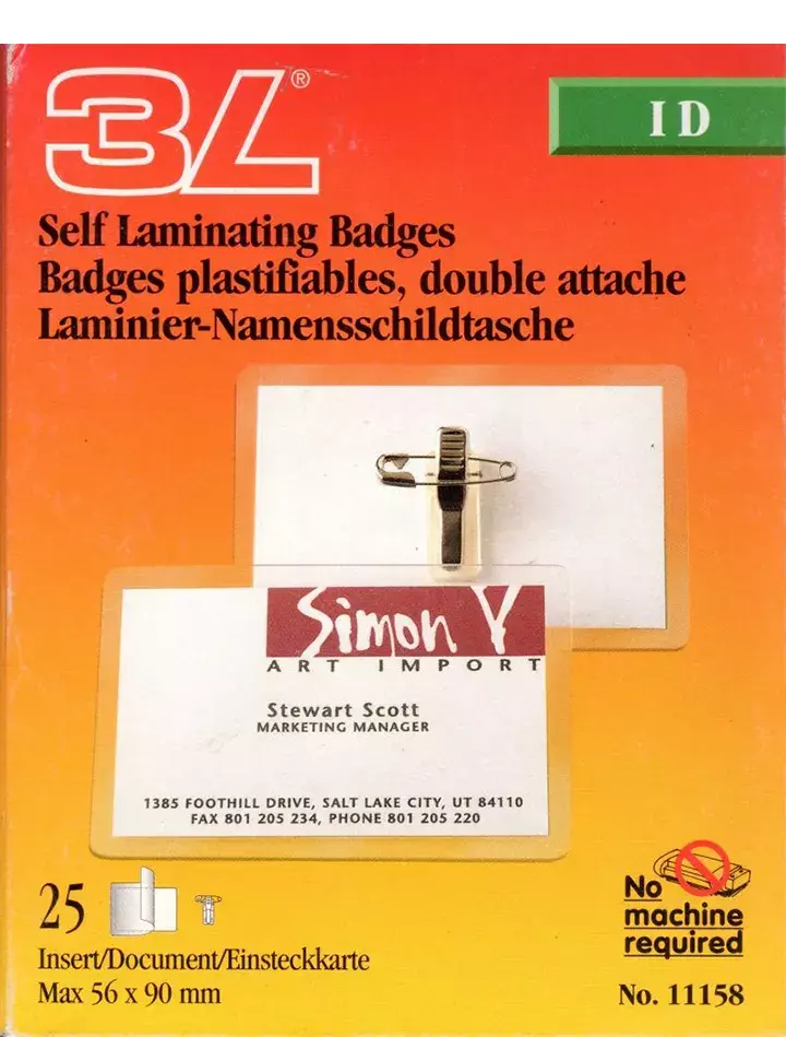 legatoria BustinaAutoplastificante conPinzettaAutoadesiva, 66x100mm  TRASPARENTE, autoplastificante a freddo, per tesserini 56x90mm. Completi di molletta e spilla per appensione autoadesiva. leg959, leg1013.