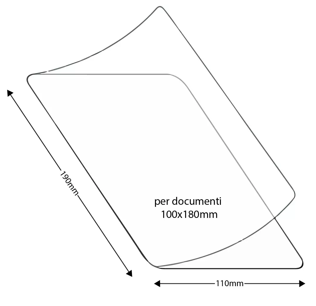 legatoria BustaPlastificante aFreddo, Pouches 110x190mm (190x110mm) per Fotografie 100x180mm. TRASPARENTE, in PET (polietilene) da 200 micron..