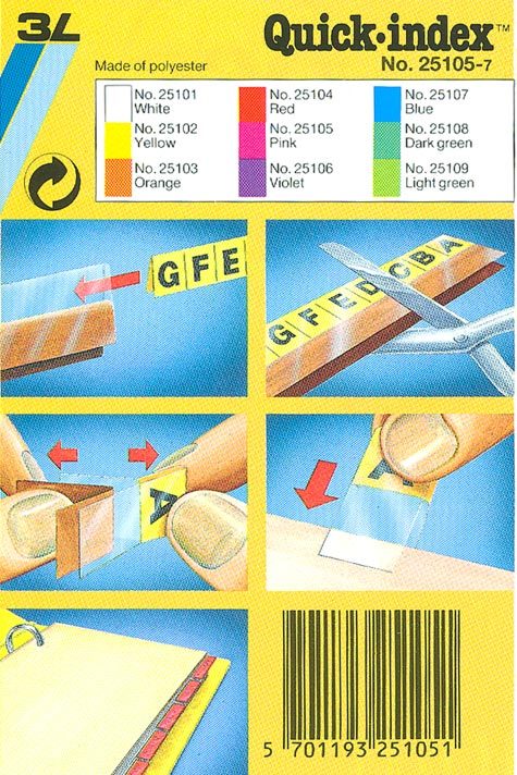 gbc Cavalierini Quick Index Strips VERDE CHIARO Ultra resistenti in poliestere. Si fissano su due lati con un forte adesivo permanente. Striscie tagliabili nella misura desiderata. Linserto contiene lettere A-Z, numeri 1-53, mesi gen-dic, orizzontali e verticali.