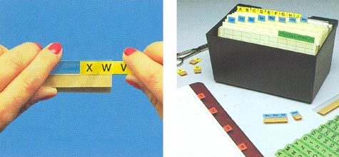 gbc Cavalierini Quick Index Strips BIANCO Ultra resistenti in poliestere. Si fissano su due lati con un forte adesivo permanente. Striscie tagliabili nella misura desiderata. Linserto contiene lettere A-Z, numeri 1-53, mesi gen-dic, orizzontali e verticali, s251503, 10503.