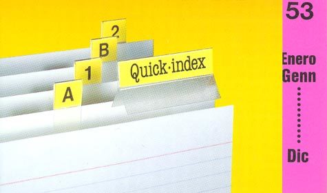 gbc Cavalierini Quick Index Strips CICLAMINO Ultra resistenti in poliestere. Si fissano su due lati con un forte adesivo permanente. Striscie tagliabili nella misura desiderata. Linserto contiene lettere A-Z, numeri 1-53, mesi gen-dic, orizzontali e verticali.