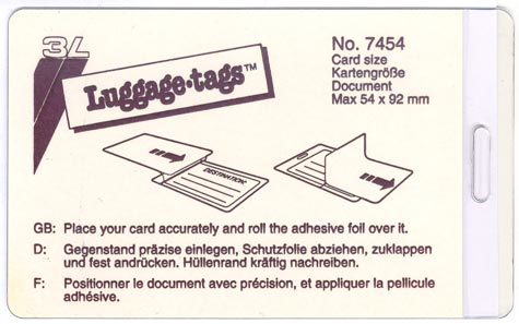 gbc Pouches plastificazione a freddo 65x108mm ideali per cartoncini formato 54x92mm. Con asola e cinghiolo di fissaggio. Luggage Tags 3L.