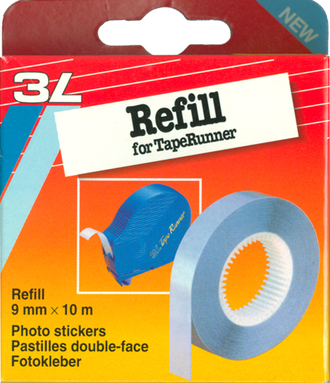 gbc Refill biadesivo per Tape Runner  Nastro transfer con adesivo PERMANENTE. Senza Liner. Altezza 9mm, lunghezza 10 metri. Diametro interno 26mm.