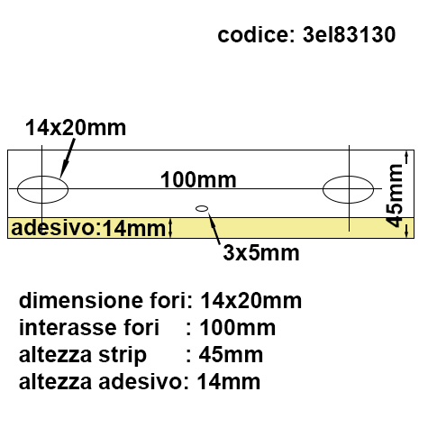 gbc NastroAppendiDisegni, fori14x20mm, interasse100mm Banda autoadesiva per archiviazione disegni, in PVC, altezza 45mm, 50 metri lineari, fori ovali 14x20mm con interasse 100mm.