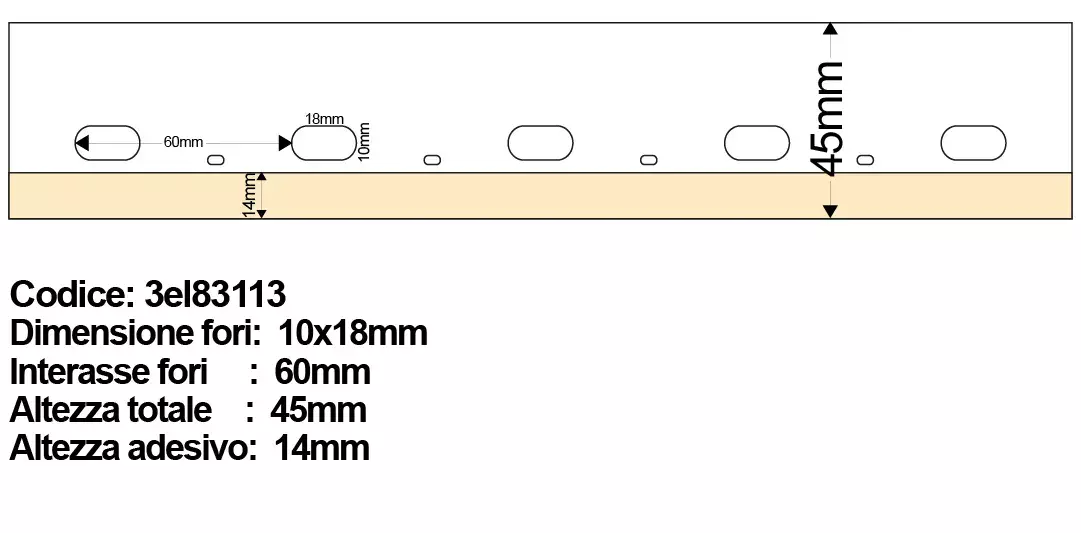 gbc NastroAppendiDisegni, fori10x18mm, interasse60mm Banda autoadesiva per archiviazione disegni, in PVC, altezza 45mm, 50 metri lineari, fori ovali 10x18mm con interasse 60mm.