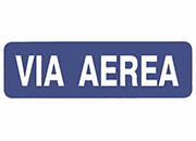wereinaristea Etichette autoadesive mm 40x12 (12x40) con scritta VIA AEREA BLU con scritta bianca, adesivo permanente, su foglietti da cm 16,6x12,60. 33 etichette per foglietto BRA1904