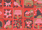 carta Carta Regalo rossa con case e fiori Carta patinata da 65gr/mq. Formato: 100x70cm BRA3417