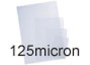 gbc pouches 111x156mm 125micron (A6), lucide, per cartoncini mm 105x150, 125 micron per lato. Ex codice Esselte 338060, marchio LEITZ.