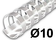 legatoria SpiraliPlastiche PerRilegatura combBIND, 10mm, BIANCO Formato: A4. 21 anelli. Diametro: 10mm. Rilega fino a 65 fogli. GBC4028195