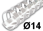 legatoria SpiraliPlastiche PerRilegatura combBIND, 14mm, BIANCO Formato: A4. 21 anelli. Diametro: 14mm. Rilega fino a 125 fogli. GBC4028198