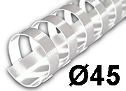 legatoria SpiraliPlastiche PerRilegatura combBIND, 45mm, BIANCO Formato: A4. 21 anelli. Diametro: 45mm. Rilega fino a 390 fogli..