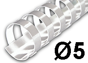 legatoria SpiraliPlastiche PerRilegatura combBIND, 5mm, BIANCO Formato: A4. 21 anelli. Diametro: 5mm. Rilega fino a 15 fogli. BRA0521BI100