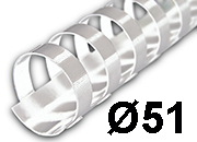 legatoria SpiraliPlastiche PerRilegatura combBIND, 51mm, BIANCO Formato: A4. 21 anelli. Diametro: 51mm. Rilega fino a 450 fogli..
