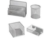 gbc Set da scrivania. 4 pezzi in rete metallica SILVER LEB1424S