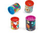 gbc Temperamatite in plastica ad 2 fori corpo contenitore in metallo, fantasie assortite LEB334