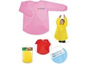 gbc Grembiule per dipingere in nylon con maniche lunghe formato 45x60cm, lavabile, personalizzabile. Colori assortiti (rosso, giallo, azzurro, rosa) LEB5042