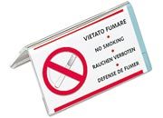 gbc Targhetta portanome in acrilico per scrivania, con dicitura -VIETATO FUMARE- Formato: 90x55 mm. Visibile su due lati LEB50982