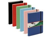 gbc Notes con copertina cartonata in tessuto formato 6,5x10,5cm, 80 pagine, con elastico di chiusura. Colori assortiti LEB592