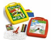 gbc Colori valigetta set dell&rsquo;artista il set � composto da 6 pennarelli, 8 colori a cera, 5 fogli con disegni da colorare, 5 fogli bianchi, 3 stencil, 1 forbice, valigeta in plastica formato 25x35cm LEB7017