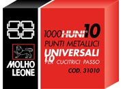 gbc Punti metallici universali tipo 10, larghezza 10mm, gambine alte 4mm    MOL31010