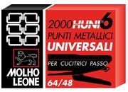 gbc Punti 6, per cucitrici passo 64-48, Zenith 130-e larghezza esterna del punto 7,21 mm. Altezza esterna delle gambine 4,03 mm. 10 barrette da 100 punti MOL32548