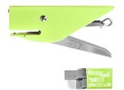 gbc Mini cucitrice a pinza Molho Leone Bright Green in acciaio stampato, utilizza punti passo 10, compresa scatola da 400 punti con la stessa fantasia della cucitrice, linea Funny desk by Molho Leone MOL61012