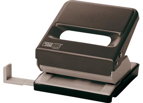 gbc Perforatore Leone 520, 2 fori NERO, fora fino a 30 fogli (3mm), squadra regolabile per i formati A4, A5, A6 e 888 (4 fori sul formato A4 eseguiti in 2 passaggi) MOL78520N