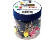 gbc Molle fermacarte double clip, in acciaio  binder clip, con archetti mobili, Il barattolo contiene 20 mollette  da 19 mm in colori assortiti e 12 mollette da 25 mm nere per un totale di 32 mollette MOL78565