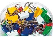gbc Molle fermacarte double clip, colorati, 41mm in acciaio, binder clip, con archetti mobili, assortite nei colori grigio, rosso verde, blu, giallo. .