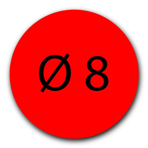 wereinaristea Bollini autoadesivi, CartaROSSA, diametro 8 in foglietti formato A5 (148x210mm), 294 etichette per foglio.