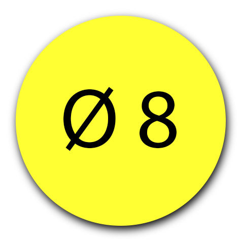 wereinaristea Bollini autoadesivi, CartaGIALLA, diametro 8 in foglietti formato A5 (148x210mm), 294 etichette per foglio.