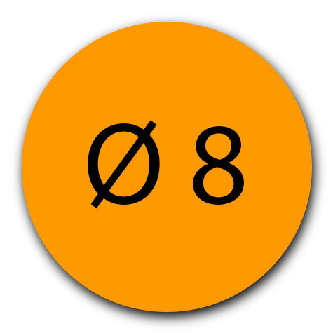 wereinaristea Bollini autoadesivi, CartaARANCIONE, diametro 8 in foglietti formato A5 (148x210mm), 294 etichette per foglio.