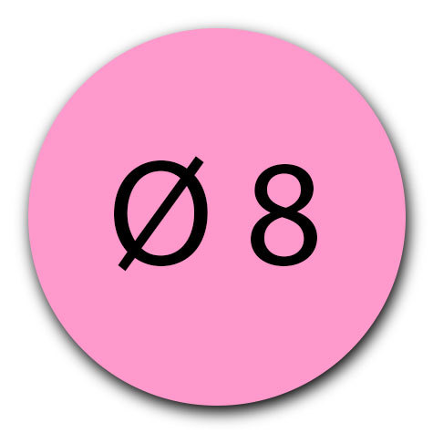 wereinaristea Bollini autoadesivi, CartaROSA, diametro 8 in foglietti formato A5 (148x210mm), 294 etichette per foglio.