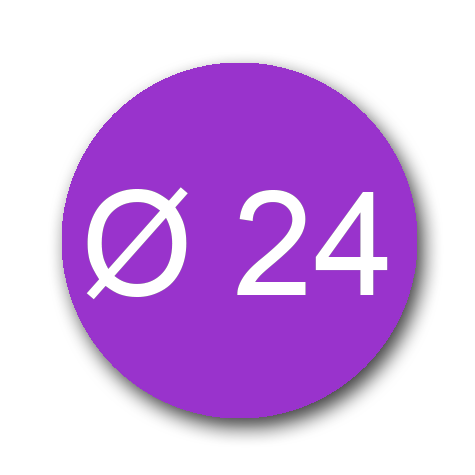 wereinaristea Bollini autoadesivi, CartaVIOLA, diametro 24 in foglietti formato A5 (148x210mm), 40 etichette per foglio.