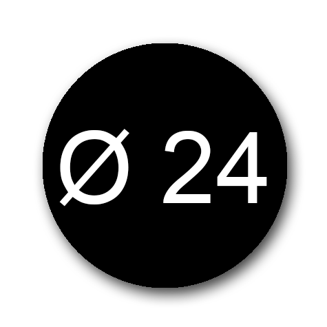 wereinaristea Bollini autoadesivi, CartaNERA, diametro 24 in foglietti formato A5 (148x210mm), 40 etichette per foglio.