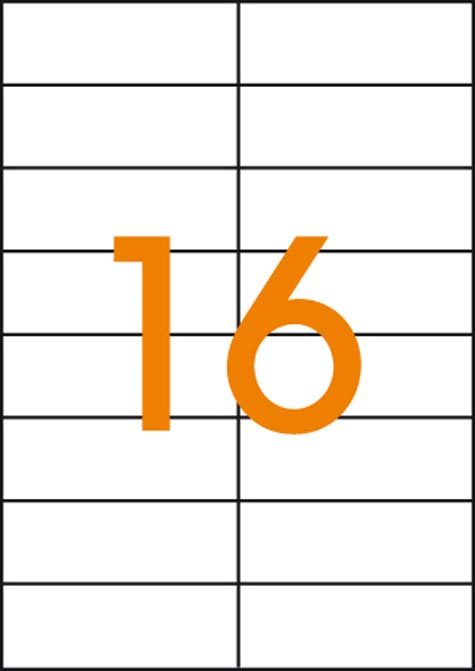 acco Etichette autoadesive, 105x37mm bianco, 16 etichette per foglio A4. Per stampanti laser, inkJet e fotocopiatrici.