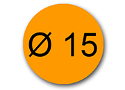 wereinaristea Bollini autoadesivi, CartaARANCIONE, diametro mm15 in rotolo da 2832 etichette.