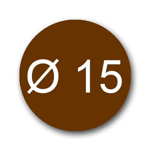 wereinaristea Bollini autoadesivi, CartaMARRONE, diametro 15 in rotolo da 2832 etichette.