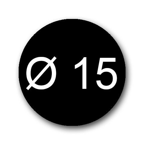 wereinaristea Bollini autoadesivi, CartaNERA, diametro 15 in foglietti formato A5 (148x210mm), 96 etichette per foglio.