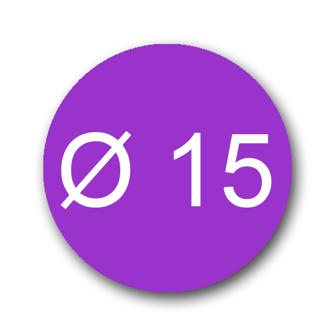 wereinaristea Bollini autoadesivi, CartaVIOLA, diametro 15 in rotolo da 2832 etichette.