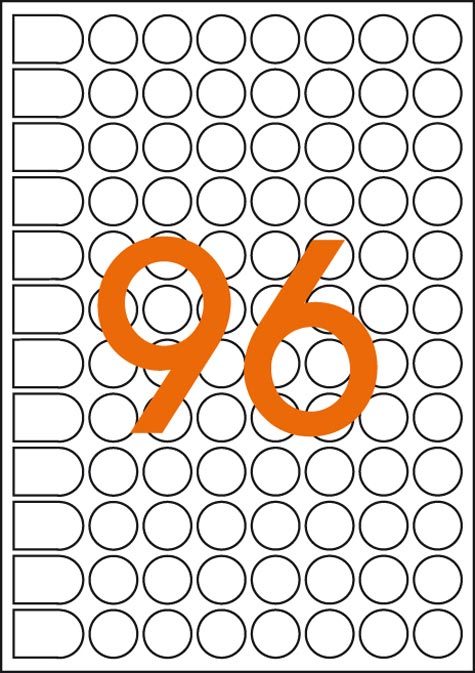 wereinaristea Bollini autoadesivi Agipa, CartaBIANCA, diametro 15 in foglietti formato A5 (148x210mm), 96 etichette per foglio.
