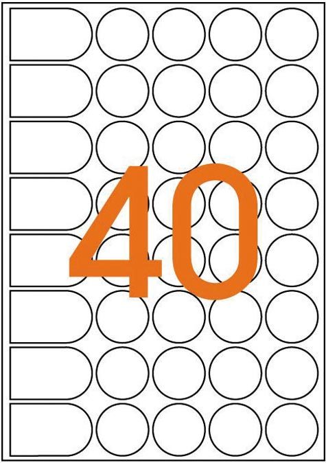 wereinaristea Bollini autoadesivi Agipa, CartaBIANCA, diametro 24 in foglietti formato A5 (148x210mm), 40 etichette per foglio.