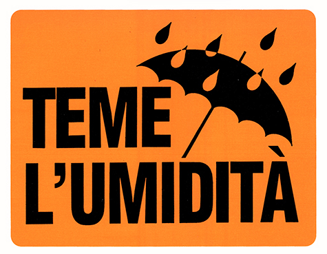 wereinaristea Teme l&rsquo;umidit� cartello autoadesivo 150x115mm, su carta autoadesiva fluorescente.