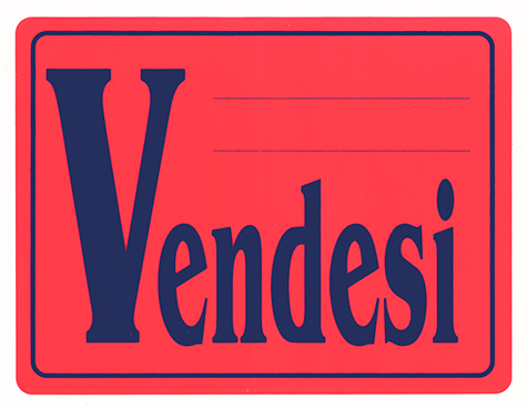 wereinaristea Vendesi cartello autoadesivo 150x115mm, su carta autoadesiva fluorescente.