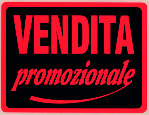 wereinaristea Vendita promozionale  cartello autoadesivo 150x115mm, su carta autoadesiva fluorescente.