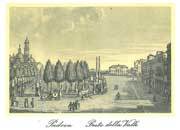 gbc Padova, Prato della Valle Biglietto in cartoncino pregiato piegato sul lato corto. Dimensioni chiuso: 14,5x11cm. Dimensioni aperto: 29x11cm. Stampa artistica.